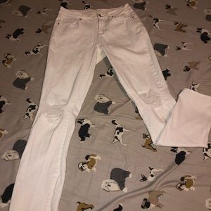 white bullhead distressed skinny jeans